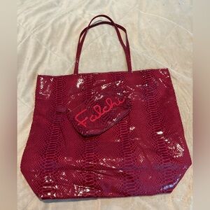 Carlos Falchi Faux lizard tote in Ruby red